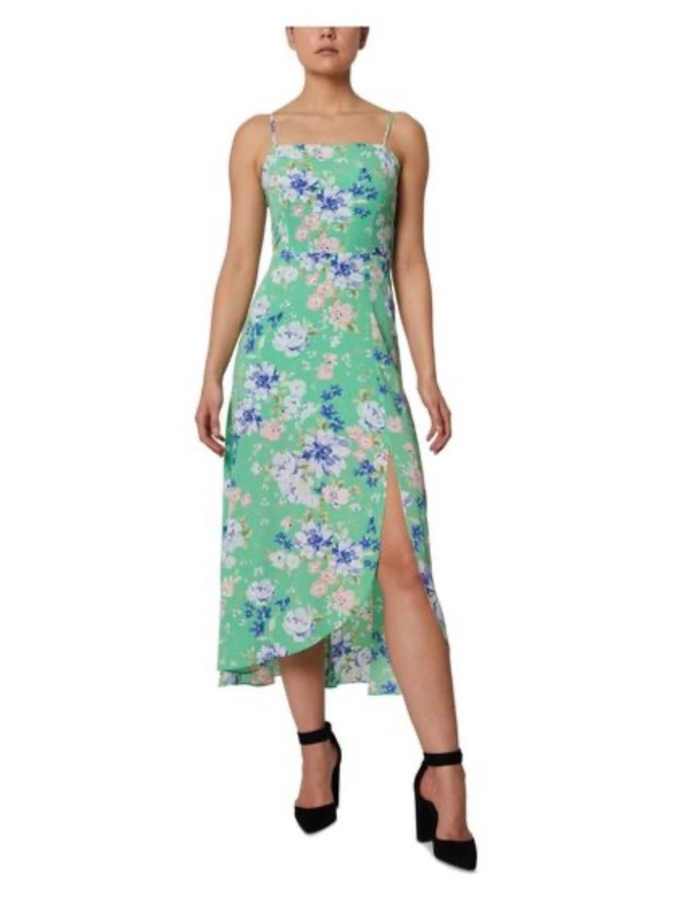BCBGeneration Sleeveless Green Floral Print Flowery Midi Dress Spring Summer